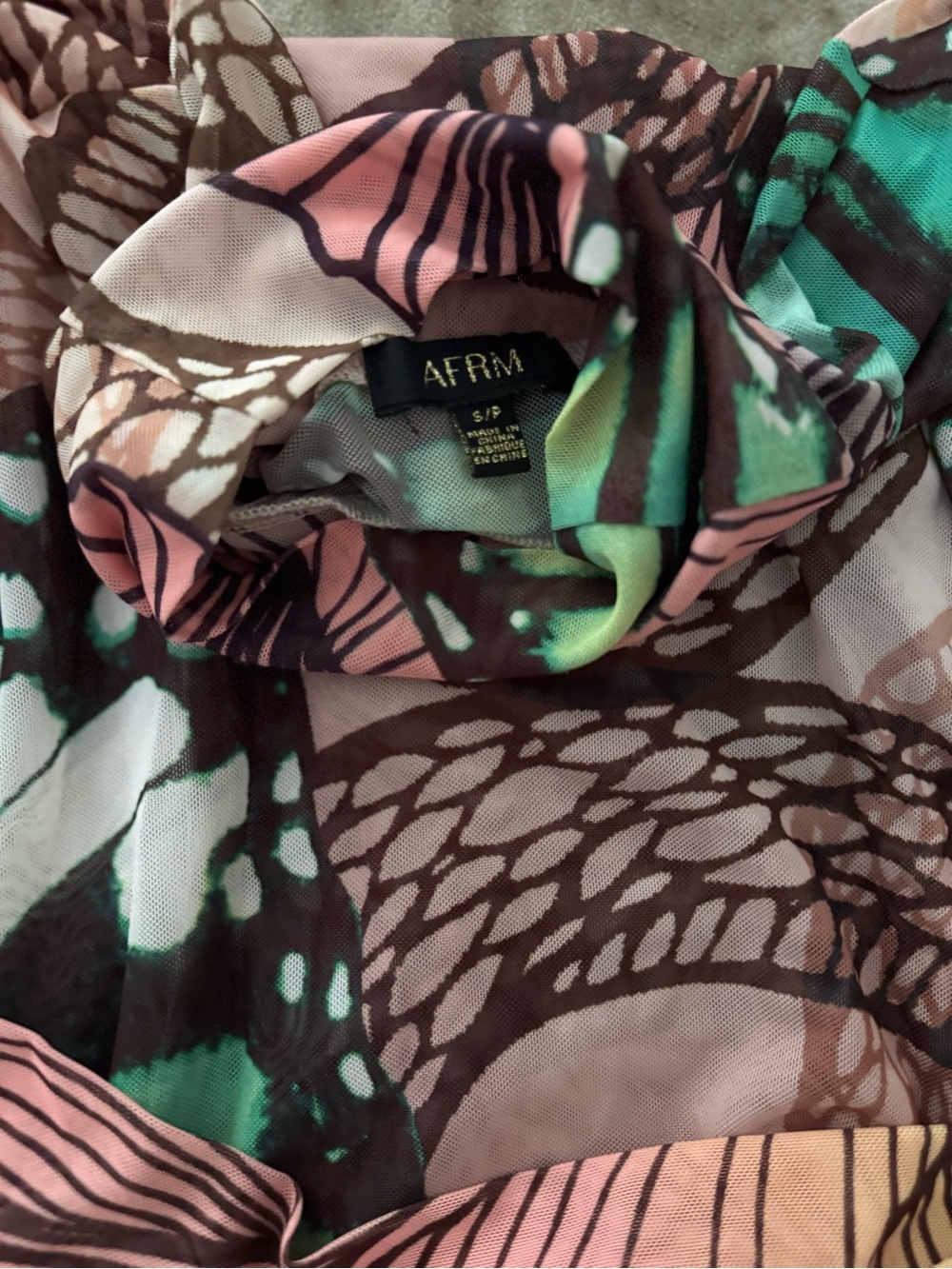 AFRM Butterfly Print Long Sleeve Mesh Top in Multicolor- Set of 2 - Picture 6 of 6